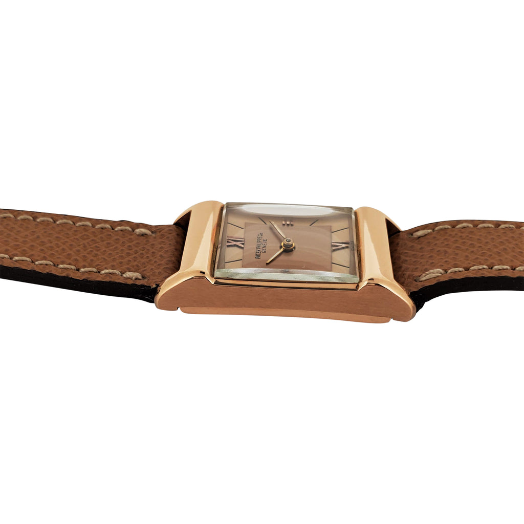 Patek Philippe 583R Vintage Rectangular Rose Gold Watch with 2-tone Pink dial,  Circa 1943