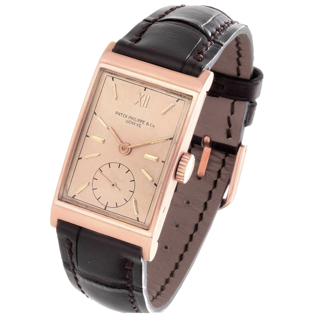 Patek Philippe 1442R Vintage Art Deco Rectangular Rose gold Watch circa 1941