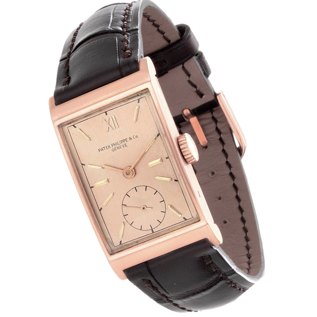 Patek Philippe 1442R Vintage Art Deco Rectangular Rose gold Watch circa 1941