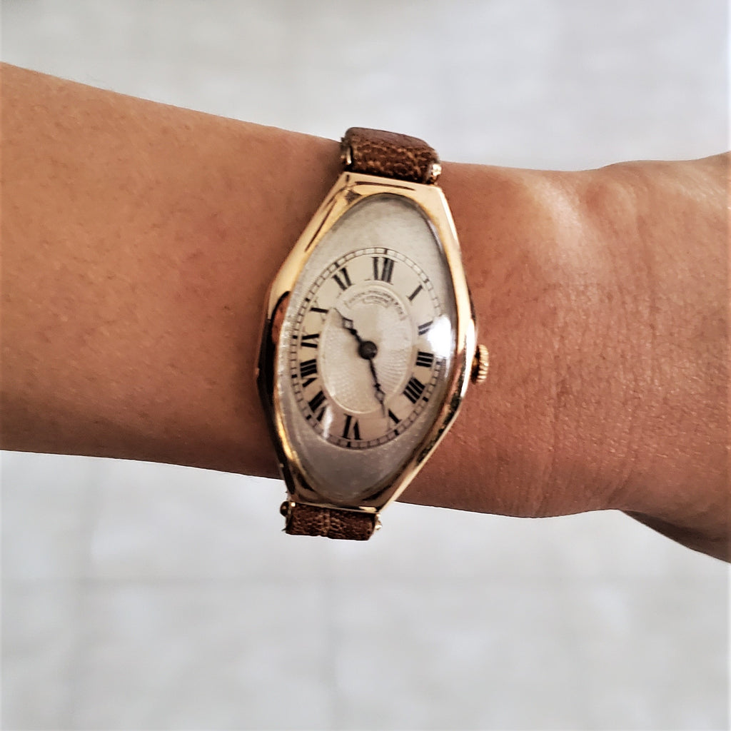 Patek Philippe No. 9 Antique-Vintage Tonneau Shaped Watch; Circa 1917