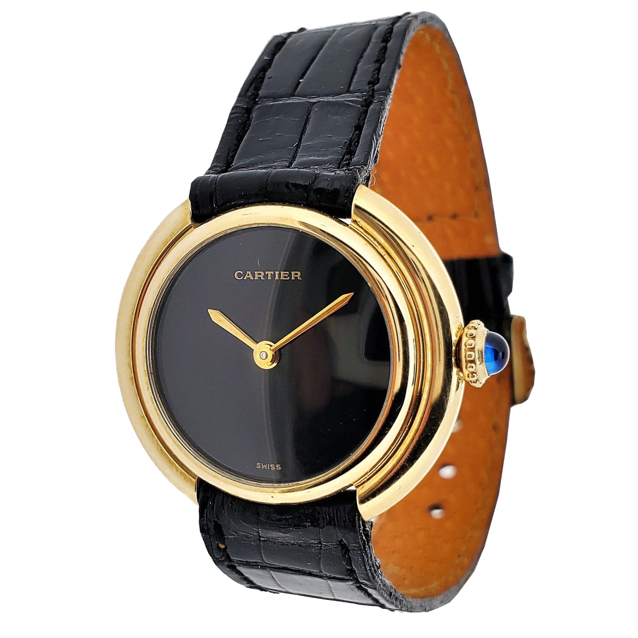 Cartier Vendome Small size with Black Dial circa 1975-1985