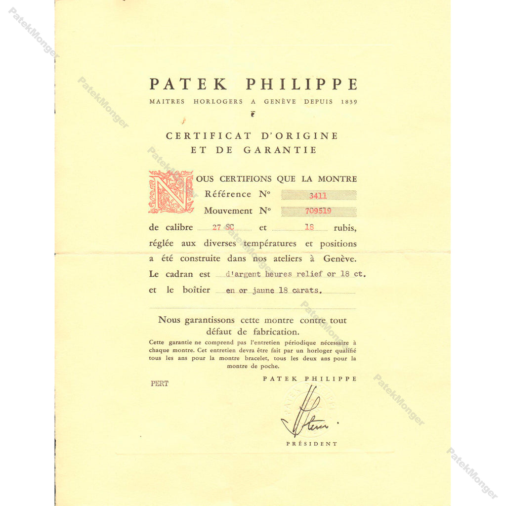 Patek Philippe 3411J Calatrava Watch circa 1961