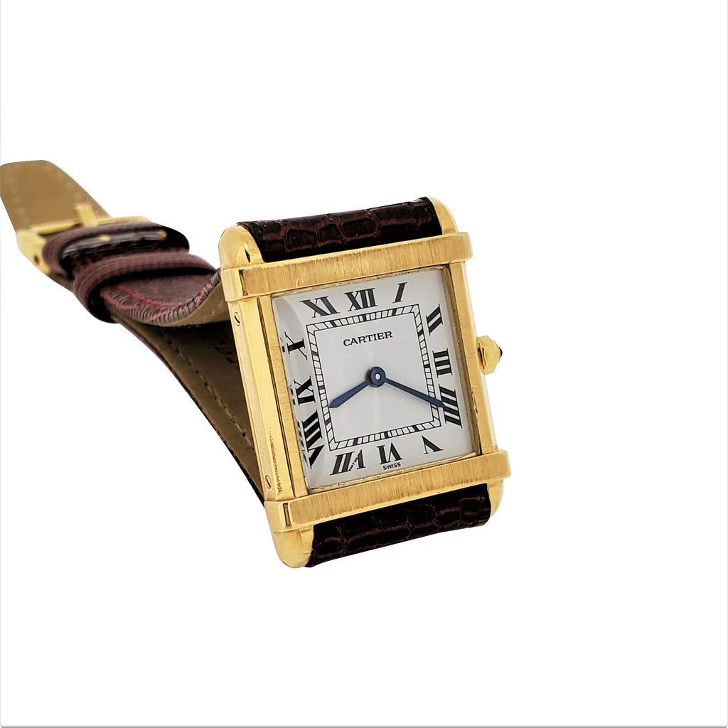 Cartier Tank Chinois (Chinese Tank) in 18K yellow gold; circa 1980's.