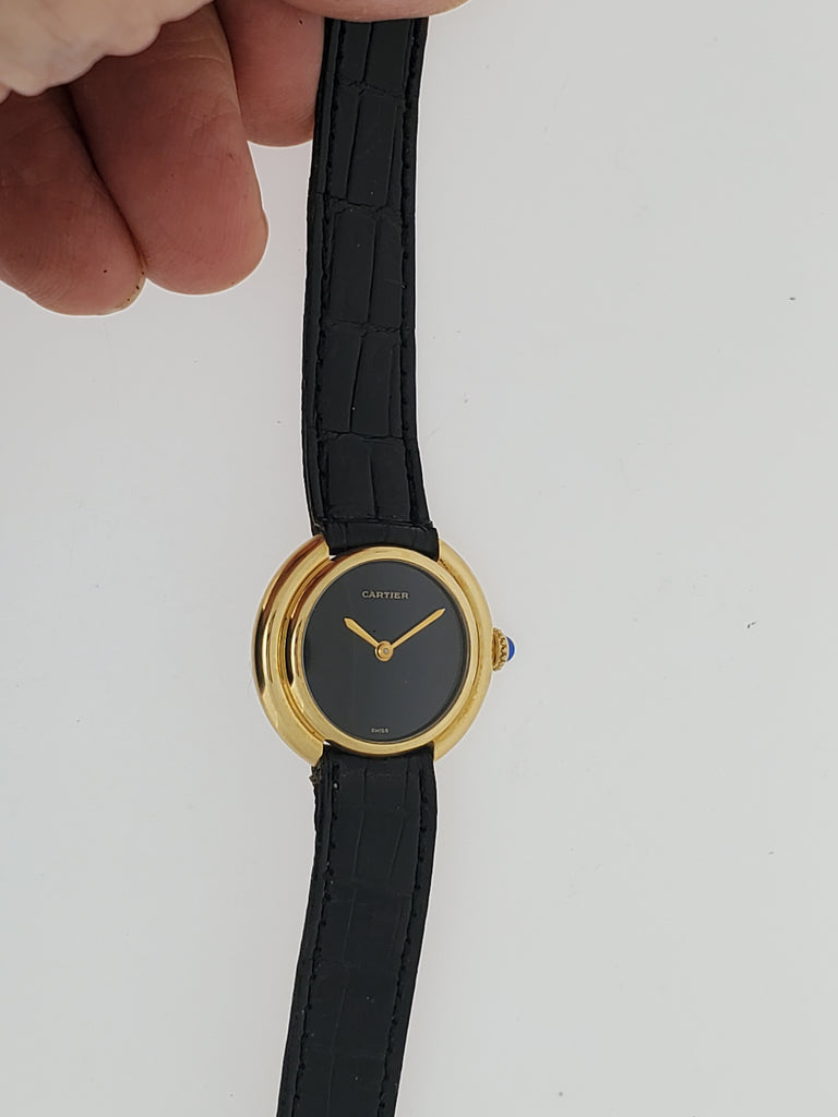 Cartier Vendome Small size with Black Dial circa 1975-1985