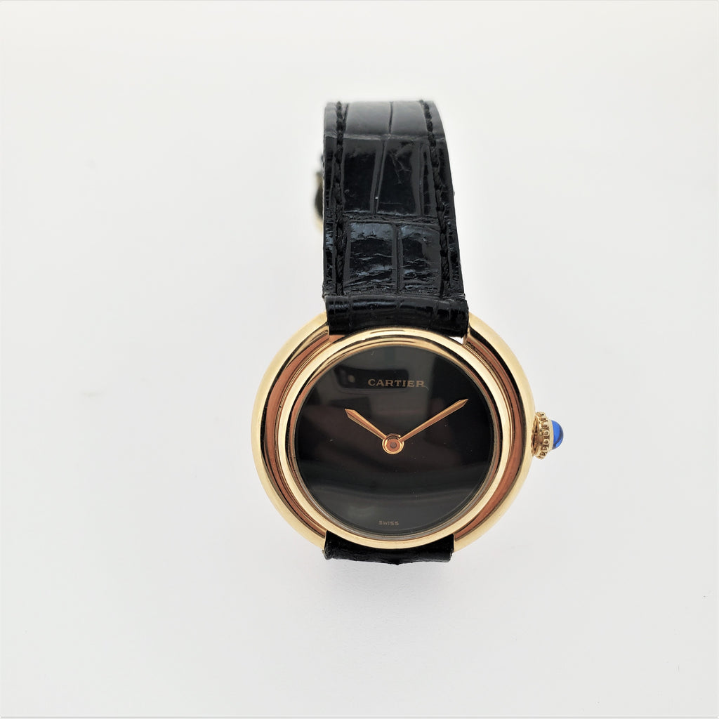 Cartier Vendome Small size with Black Dial circa 1975-1985