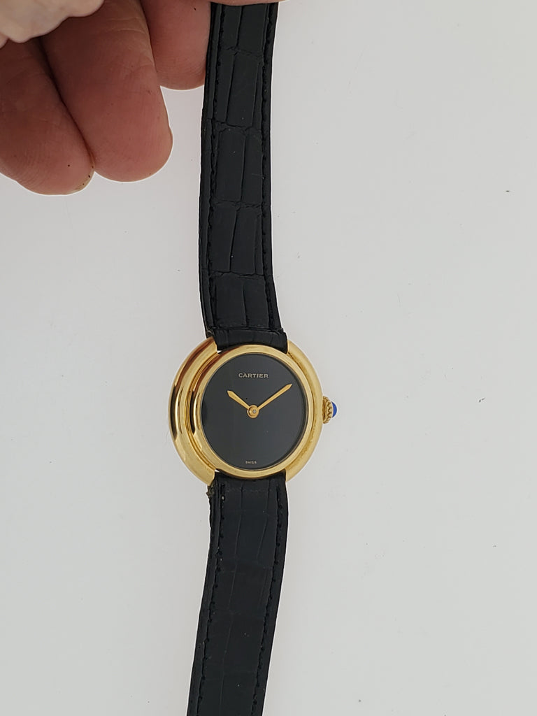 Cartier Vendome Small size with Black Dial circa 1975-1985