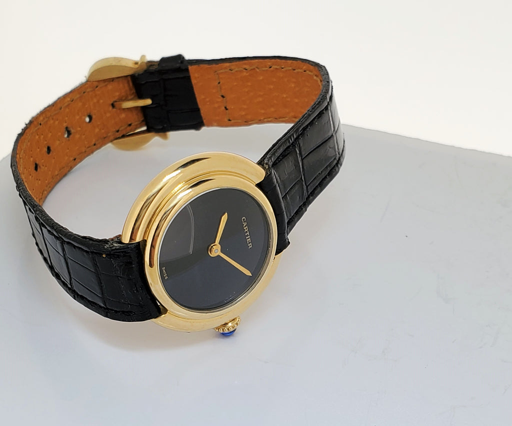 Cartier Vendome Small size with Black Dial circa 1975-1985