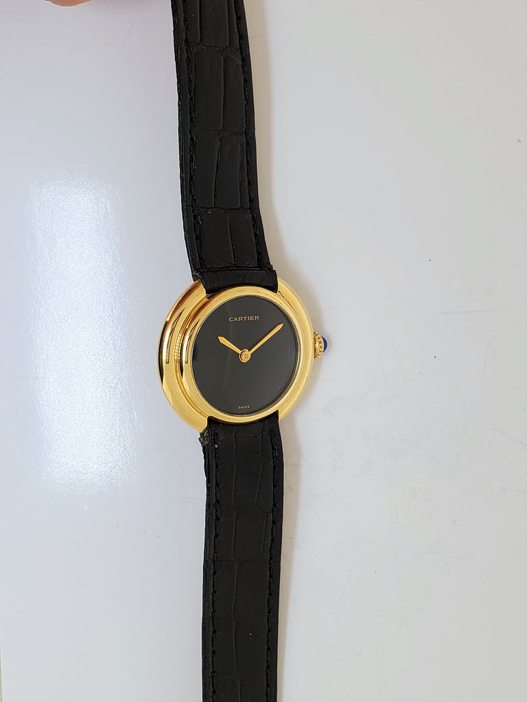 Cartier Vendome Small size with Black Dial circa 1975-1985