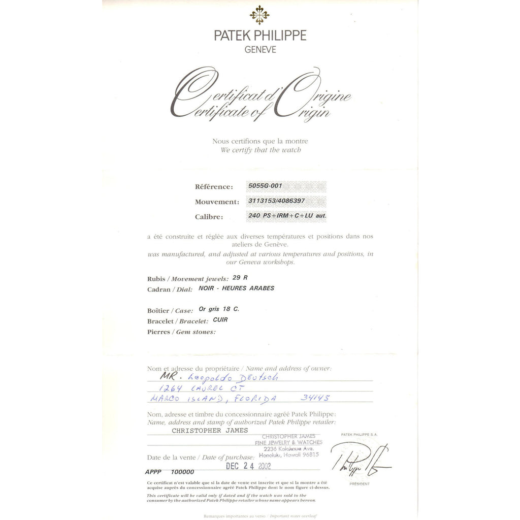 Patek Philippe 5055G Moon Phase Watch